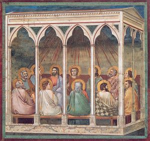 Pinksteren door Giotto ca. 1305 Scrovegni kapel, Padua