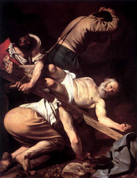 Kruisiging van Petrus door Michelangelo Merisi da Caravaggio 1601