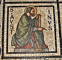 Augustinus. Mozaiek uit 1971 in Worcester College's kappel, Engeland