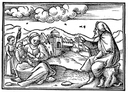 Hosea, Gomer, en 3 kinderen. Uit de Zurichse Bijbel, 1531